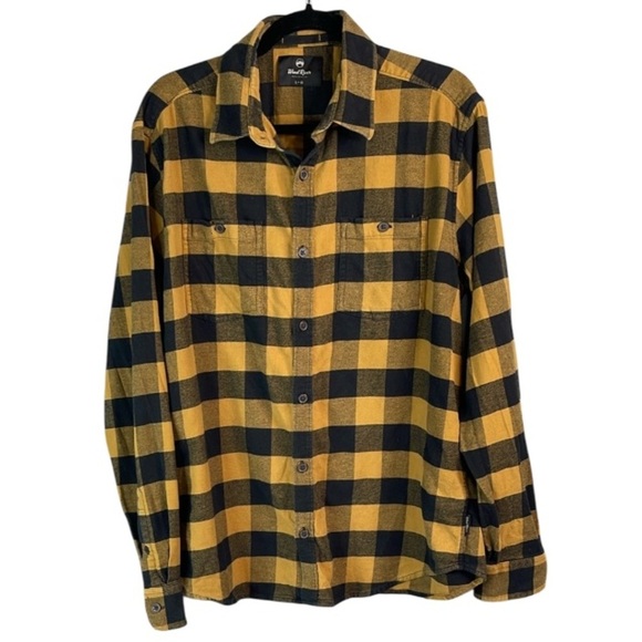 Wind River Mens Buffalo Plaid Shirt Yellow Black Button Down Long Sleeve Size L - Picture 2 of 14